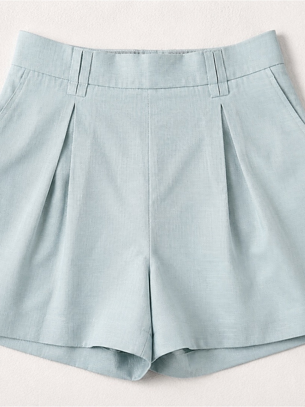 Calypso St. Barth Pale Blue High-Waist Pleated Shorts